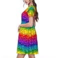 thumbnail image 2 of Disketp Bright Rainbow para Vestido de Manga Corta para Mujeres, Vestidos de Verano para Mujeres, Casual y Holgado para la Playa, 2 of 6