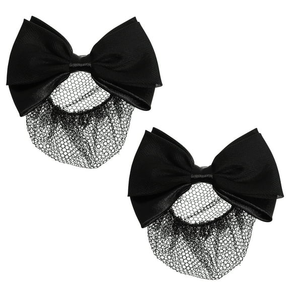 UEETEK Hair Bow Mesh Clips Hair Accessories Black 2Pcs