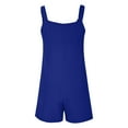 thumbnail image 5 of Riforla Women's Tie Shoulder Overall Shorts Scoop Neck Romper Jumpsuit with Pocket Women's Jumpsuit Blue_001 XL, 5 of 5