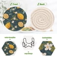 thumbnail image 4 of Yayeee 6 PCS Drink Coasters with Holder Set Woven Absorbent Round Tabletop Hot Pad, Green Lemons, 4 of 7