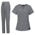 thumbnail image 4 of Uniformes de enfermería Conjunto de uniforme de enfermera Camiseta y pantalones Conjunto de uniforme de enfermera Ropa de trabajo femenina Gris L, 4 of 9
