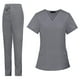 thumbnail image 4 of Uniformes de enfermería, conjunto quirúrgico, ropa de trabajo de enfermería, camiseta de enfermería, pantalones, uniforme médico femenino Gris L, 4 of 9