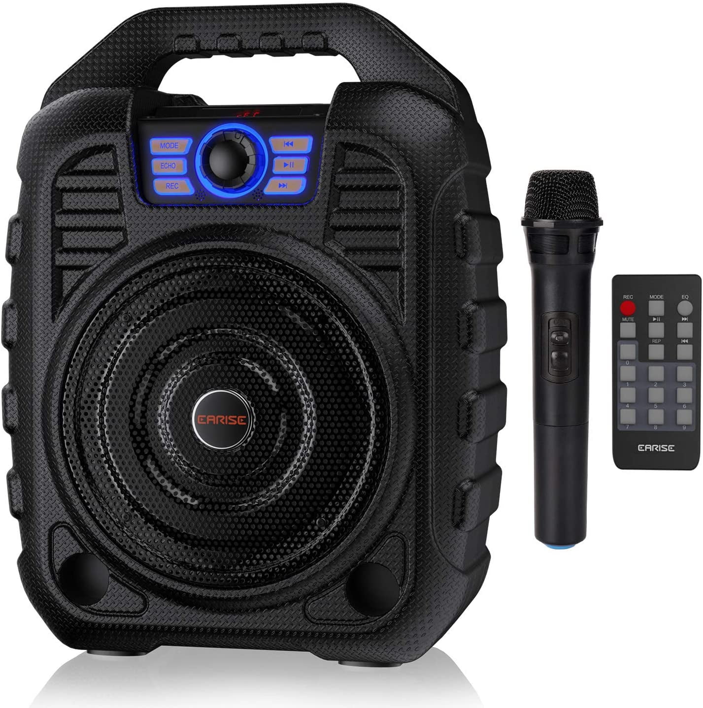 Black Rechargeable Remote Control Wireless Portable Karaoke Machine Speaker Home Karaoke System Music Player for Kids Adult Party Kids Bluetooth Karaoke Machine with 2 Microphones 