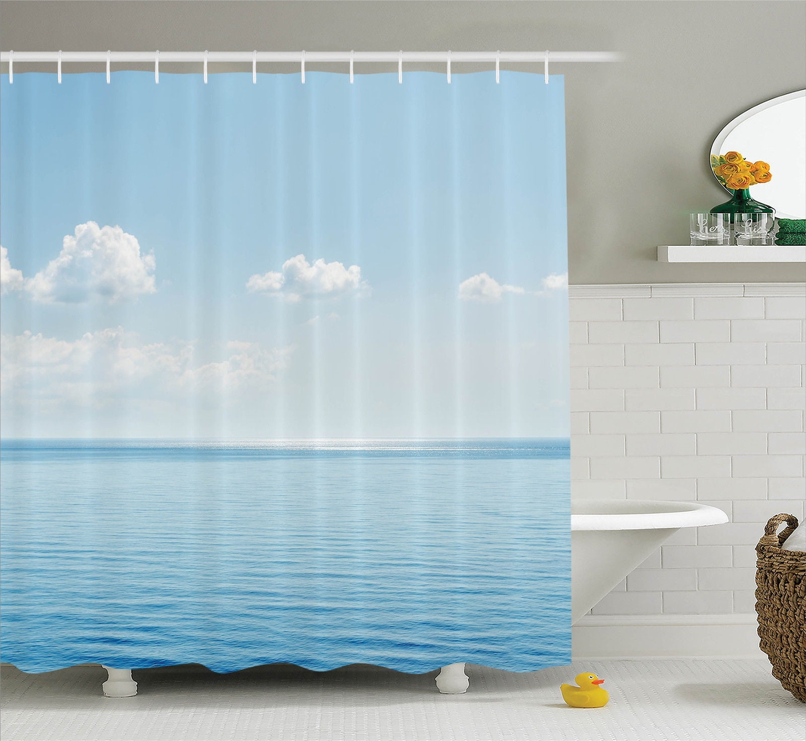 Ocean Decor Aquatic Seascape With Sky Landscape In Tropical Lands  Relaxation Spot In The Coast, Bathroom Accessories, 69W X 84L Inches Extra  Long, By Ambesonne - Walmart.com