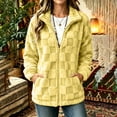 thumbnail image 4 of QIbmong Fleece Zip-up Jacket for Women Fuzzy Long Sleeve Collar Coat Lightweight Outwear Casual Winter Warm Soft Top(XXXL,Yellow), 4 of 9