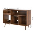 thumbnail image 2 of Record Player Stand with Charging Station & USB Ports, Mid-Century Turntable Stand Table Holds Up to 300 Albums, 2 of 5