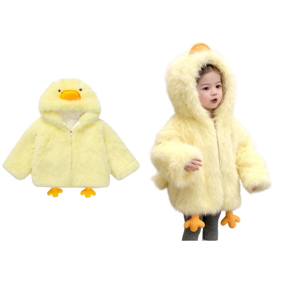 Kids Winter Jacket Cute Hooded Fluffy Coats Jacket Girls Warm Winter Coat Girl Jackets 5-6 Years