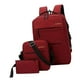 thumbnail image 4 of Mochila de negocios de gran capacidad para hombre, de color sólido, impermeable y con puerto de carga USB. rojo, 4 of 9