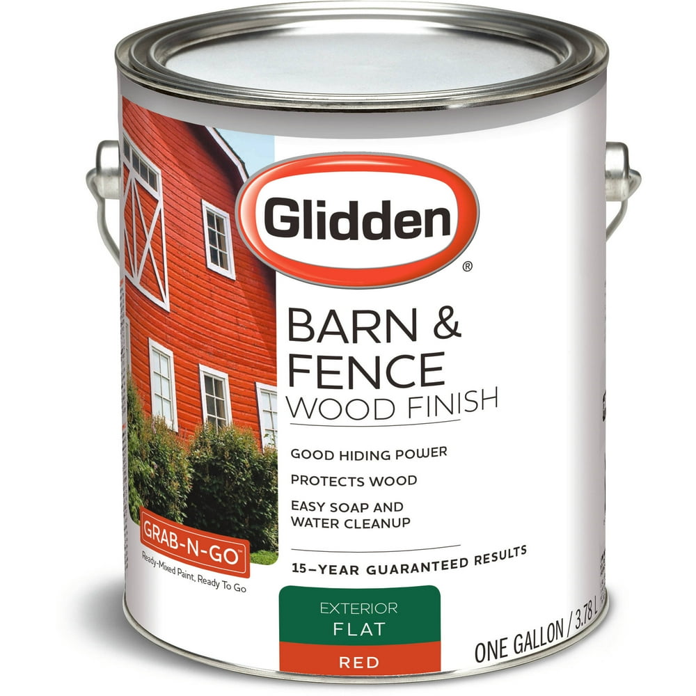 Glidden Barn & Fence Wood Finish Exterior Paint, Red Flat,1 Gallon