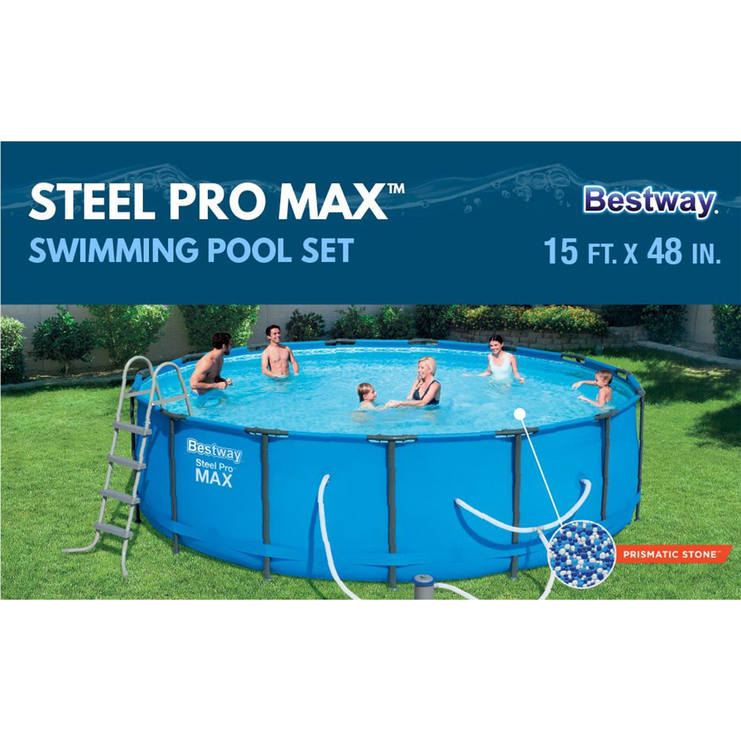 Bestway 15FT BESTWAY 56488 Steel Pro Max Round Swimming Garden Pool Set 457x107cm 
