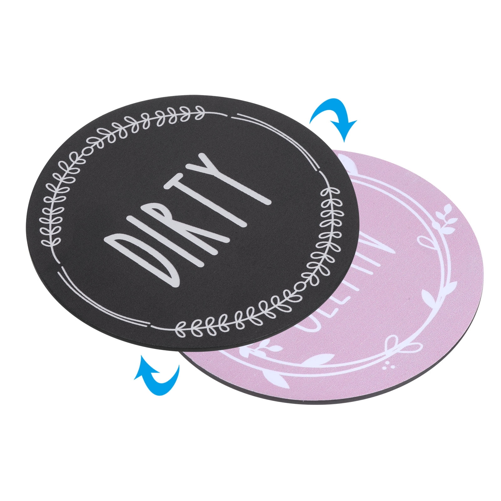 Unique Bargains Dirty Clean Dishwasher Magnet Round Refrigerator Sign Magnet Pink
