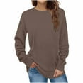 thumbnail image 1 of KIHOUT Spring Winter Womens Tops Fashion Solid Color Round-Neck Hoodless Pullover Long Sleeve Tops Blouse, 1 of 6