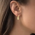 thumbnail image 3 of Decadence 14K Yellow Gold 3mm Thick Square Knot Hoop Earrings with Hinged Clasp For Women and Girls | 3x25mm Hoop | Earrings For Sensitive Ears | Solid Gold Earrings For Women and Girls, 3 of 5
