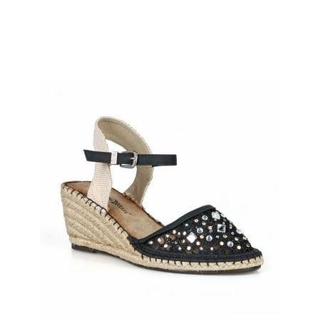 Leather Espadrilles Wedge - Nature Breeze Lace Women's Espadrille Wedge in Black