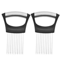 Ikeay Handheld Slicer Tool, Onion Holder for Slicing Stainless Steel Onion Cutter Lemon Slicer Vegetable Cutter Kitchen Chopper Slicing Assistant Tool for Onion Potato and Tomato Lemon (2 Pcs)