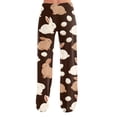 thumbnail image 4 of KDDYLITQ Easter Pajamas Women Bunny Eggs Elastic Hight Waist Drawstring Funny Lounge Pants Daisies Straight Wide Leg Spring Loose Sleep Pants Brown L, 4 of 5