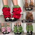 thumbnail image 1 of Women Knit Leg Warmers Contrast Color Cute Knee High Socks Aesthetic Boot Cuffs Cover Winter Knitted Socks Kawaii Ankle Warmers, 1 of 5