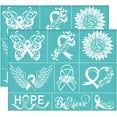 thumbnail image 1 of Plantillas de serigrafía autoadhesivas de 28 x 22 cm (11 x 8,6 pulgadas), 2 unidades, con temática de prevención del cáncer de mama, cinta adhesiva, para transferencia a malla., 1 of 9