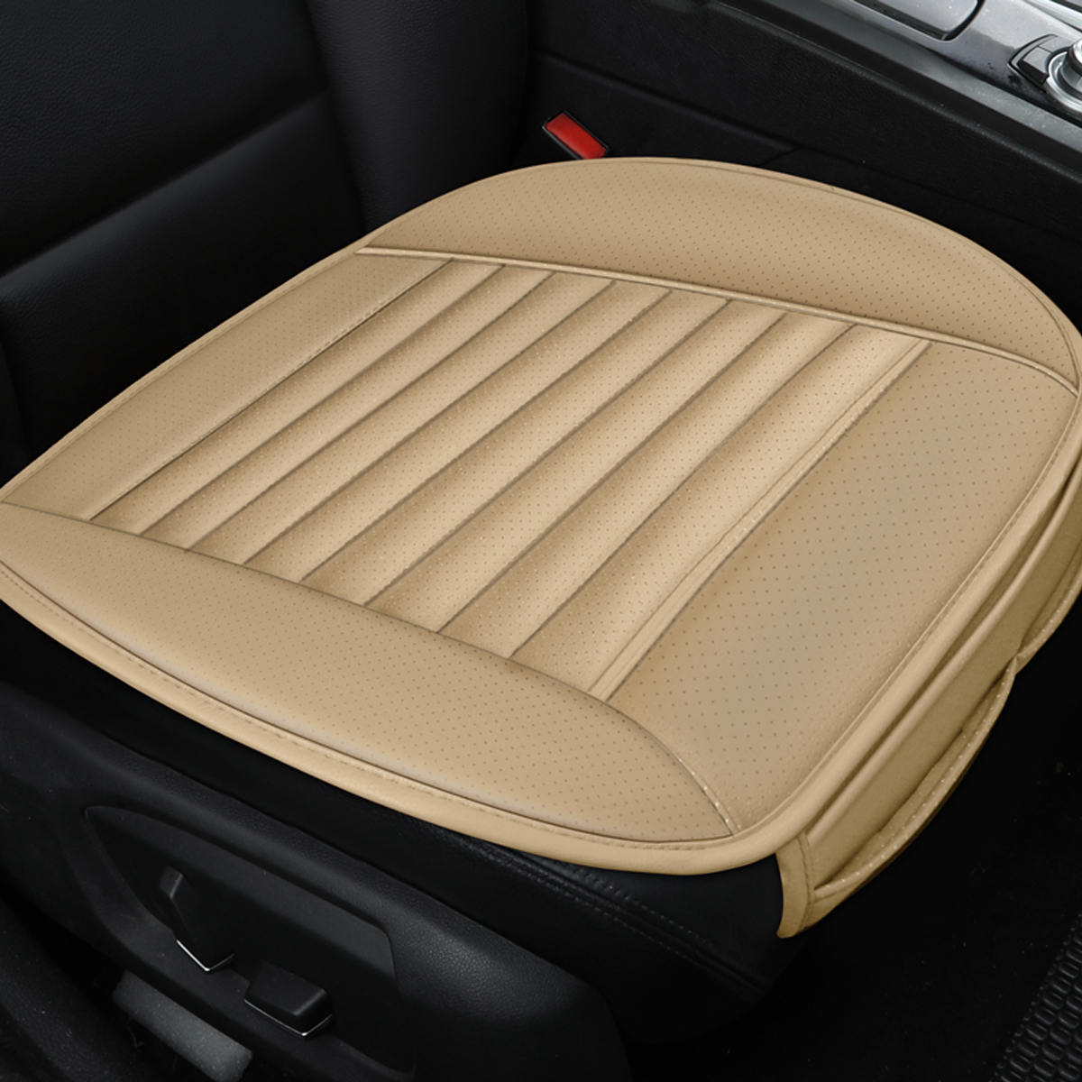 3 pcs 1Rear+2Front Car Universal Seat Cover Bamboo Breathable PU Leather Pad Chair Cushion US - image 3 of 12