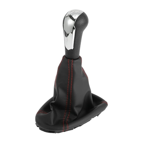 Pomo de Cambio Manual de 5 Velocidades Único Bargains con Cubierta para Chevrolet Spark 2011-2015, Palanca de Cambio de Plástico y Cuero Sintético, Negro, Tonalidad Plateada Cromada