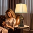 thumbnail image 4 of Lámparas de mesa LuxSight de 28,5" estilo vintage marrón, juego de 2, con USB, 4 of 8