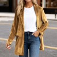 thumbnail image 2 of Bibifish Womens Jackets Velvet Open Front Long Length Jackets Side Pocket Relaxed Fit Elegant Casual Office Daily Commute Outings Stylish Jackets, 2 of 5
