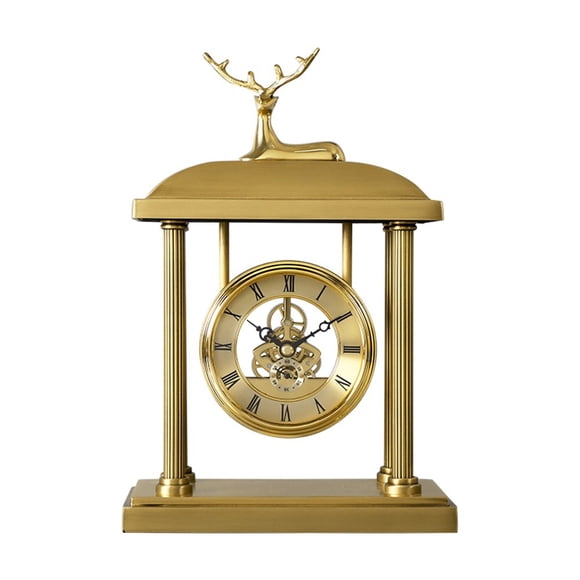 Gold Desk Clock Light Luxury Modern Living Room Copper Art Matte Clocks Home Decoration Accessories