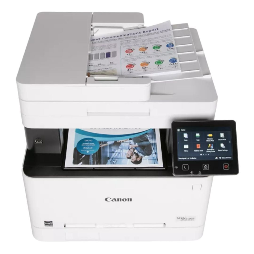 Restored Canon Color imageCLASS MF654Cdw 3-In-1 Wireless Color Laser Printer with 50-Sheet Automatic Document Feeder and 5-Inch Color Touchscreen, White/Black Body (Refurbished)