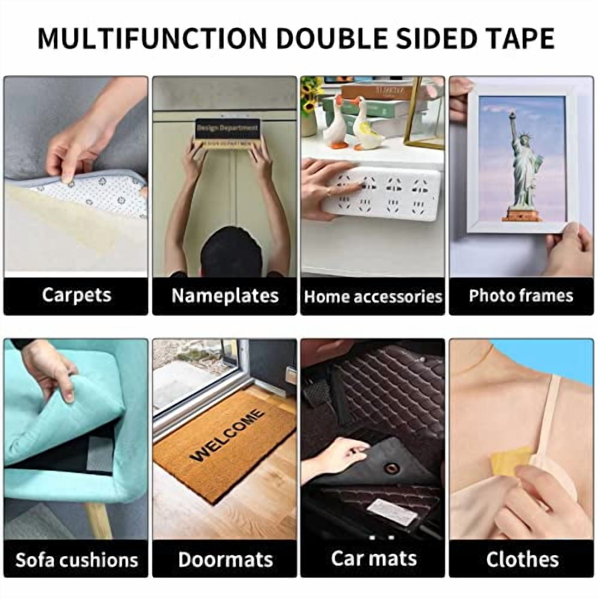 YNGLLC Fabric Tape Multifunctional Double Sided Tape,Clear Tape for Clothes,Double Stick Carpet Tape Heavy Duty 1inchx66FT 20m High Stickness Strong 2 Sided Tape
