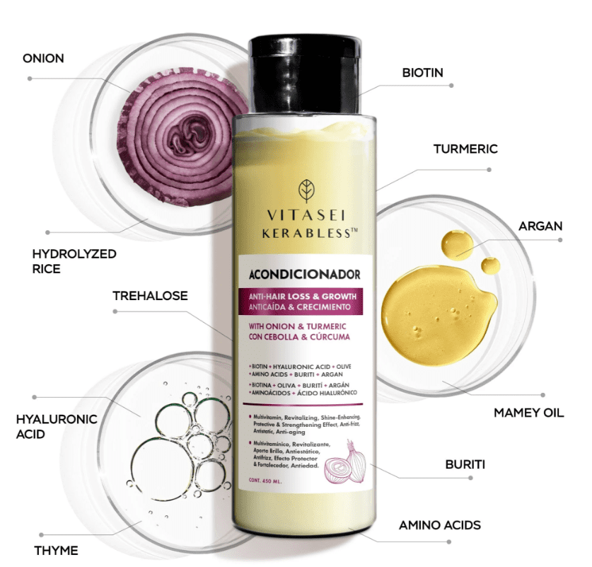 kit kerabless anti hair-loss and growth - shampoo + conditioner with onion and tumeric