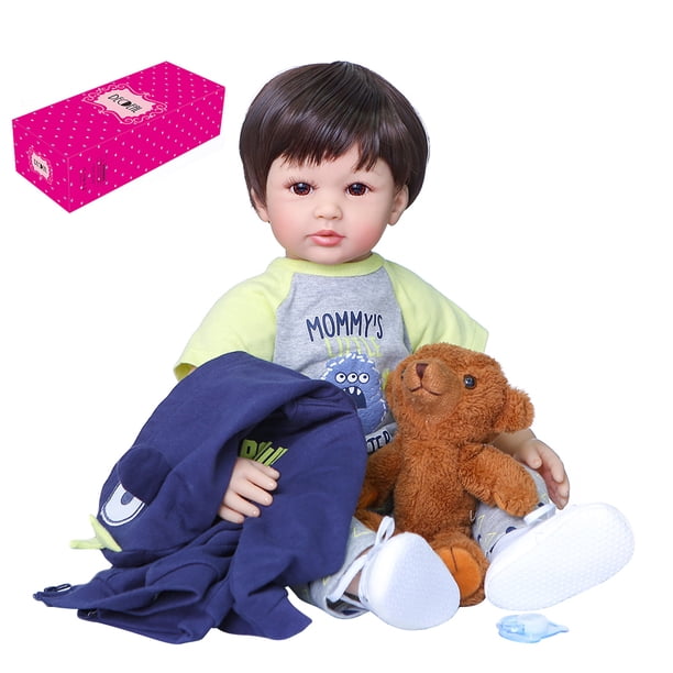 Muñeca renacida Decdeal Muñeca Reborn de 24 pulgadas, muñecas realistas para acompañar a bebés, vinilo de silicona y cuerpo de algodón, regalos para niños pequeños con abrigo azul marino y juguete de Decdeal Muñeca renacida