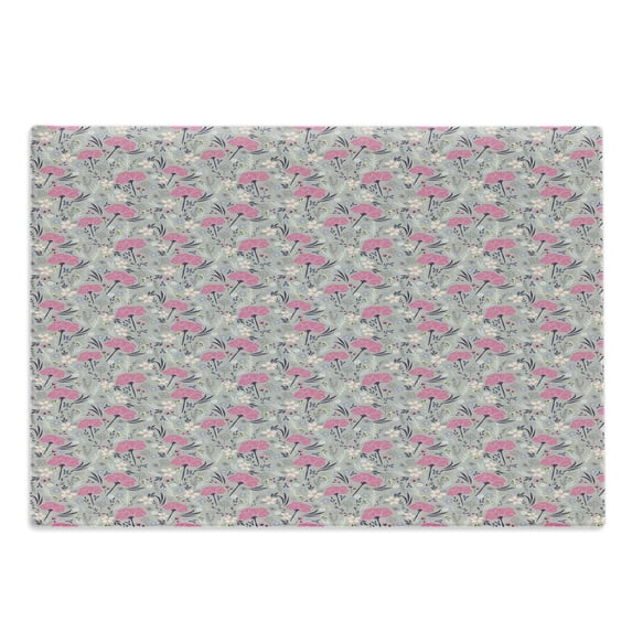 Floral Cutting Board, Repeating Pattern of Dandelions Gillyflowers on Greyish Background, Decorative Tempered Glass Cutting and Serving Board, Large Size, Multicolor, by Ambesonne