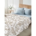 thumbnail image 4 of Khaki Flower Twim Size Flat Sheet, Wrinkleproof & Fadeproof Cooling Flat Bed Sheet Only, Vintage Farmhouse Boho Leaf Spring Plant Breathable Soft Bedding Top Sheets 66 x 96 Inches, 4 of 8