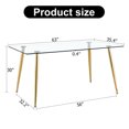 thumbnail image 7 of 63" Rectangular Glass Dining Table with 4 Metal Legs, Modern Dinner Table, 7 of 7