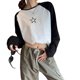 thumbnail image 3 of Txlixc Camiseta básica de moda femenina, impresión en forma de estrella, cuello redondo, manga larga, S / M / L Txlixc moda, 3 of 8