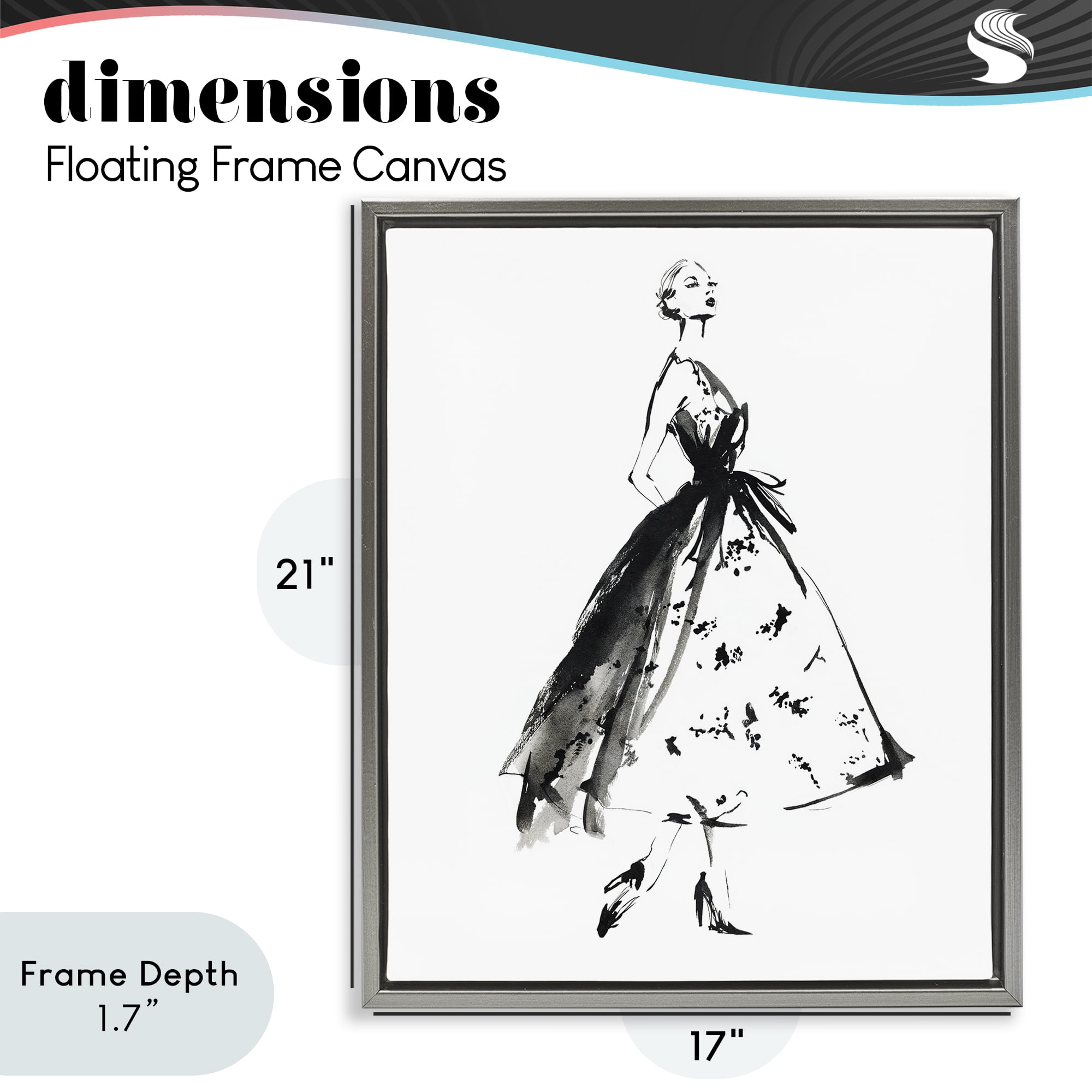 Stupell Industries Ethereal Couture Contour Gray Framed Floater Canvas Wall Art, design by Svetlana Aleynikova