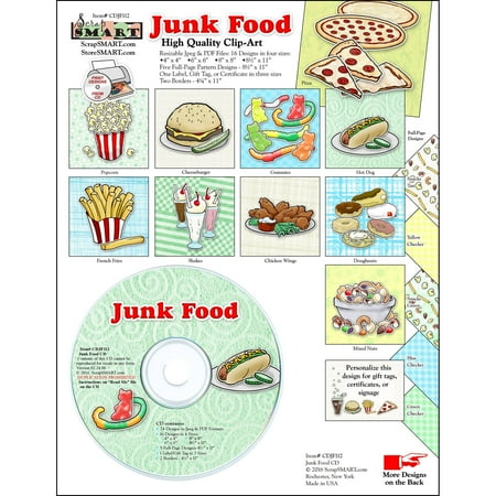 ScrapSMART Junk Food Clip-Art CD-ROM, Colorful Illustrations for Scrapbook, Craft, Sewing