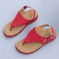 thumbnail image 4 of KBODIU Sandals Women Athletic Comfortable Outdoor Sandals with Arch Support Walking Sandals for Women Round Toe Hollow Tassel Wedge Sandals Solid Color Flip Flops for Spot/Beach/Home Red 37, 4 of 7