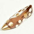 thumbnail image 2 of FSJ Women Pointed Toe Flats, Transparent PVC Slip On Shoes with Colorful Polka Dots, Low Heels for Casual Wear Size 8 Gold, 2 of 4