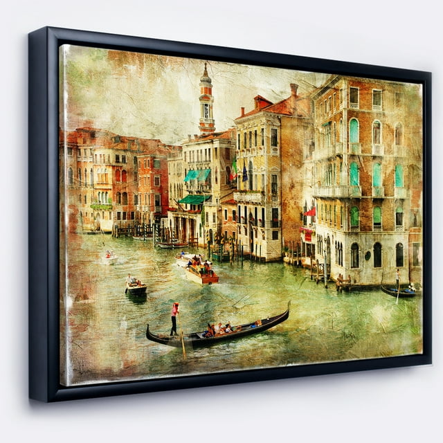Designart - Venise Vintage - Impression sur Toile Encadrée Paysage Art Numérique