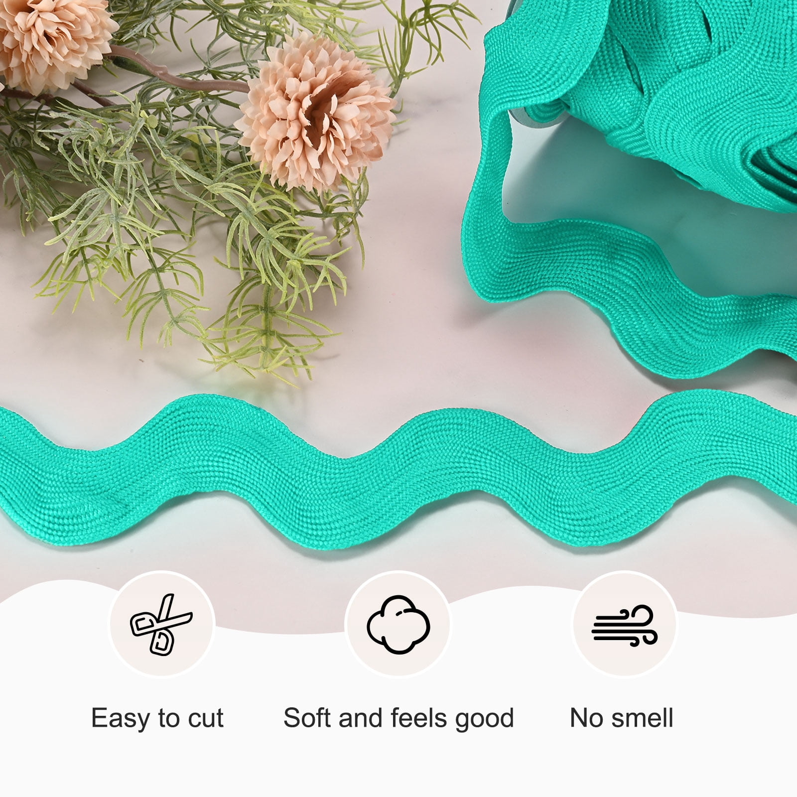 1-Roll Rick Rack Trim, 10 Yard 30mm / 1.2 Inch Wave Bending Fringe Trimming Ribbon [Green]