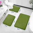 thumbnail image 2 of ComfiTime 3 Piece Bathroom Rugs Set – Thick Memory Foam, Non-Slip Bath Mat, Soft Plush Velvet Top, Ultra Absorbent, Small, Large & Long Rugs for Bathroom Floor with Contour Rug, Green, 2 of 12