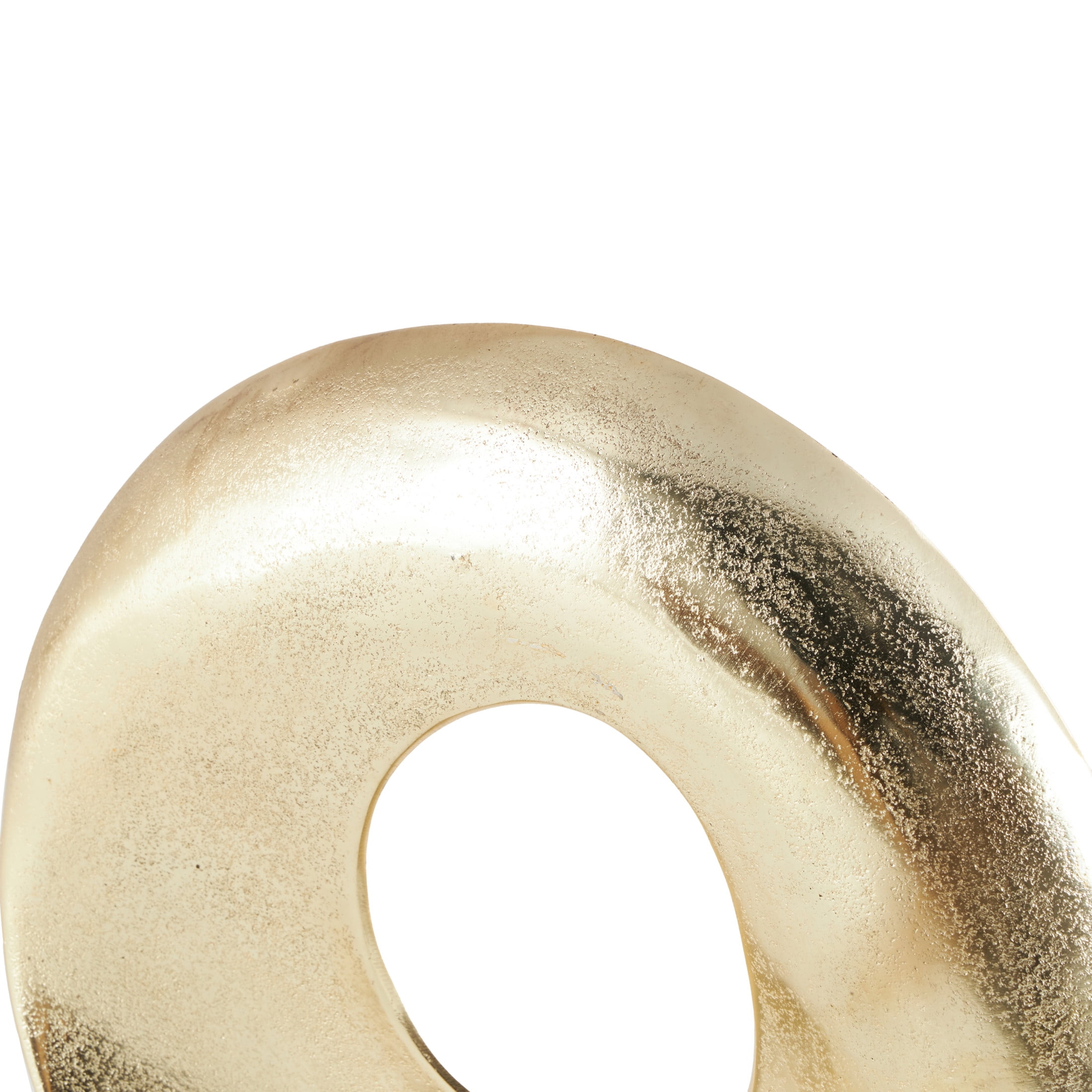 15" x 17" Gold Aluminum Metal Abstract Ring Geometric Sculpture with White Marble Base, by DecMode