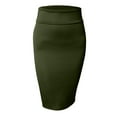 thumbnail image 1 of J. METHOD Women's Midi Skirt Stretch Knit Bodycon Slim Fit Office Elastic Waist Pencil Solid Skirts Made in USA NEWSK10 Oilve XL, 1 of 5