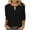 Black, variant on Womens Tops 3/4 Sleeve V-Neck Button Solid Color Pleated Casual Dressy Blouse Ladies Tunic Tops