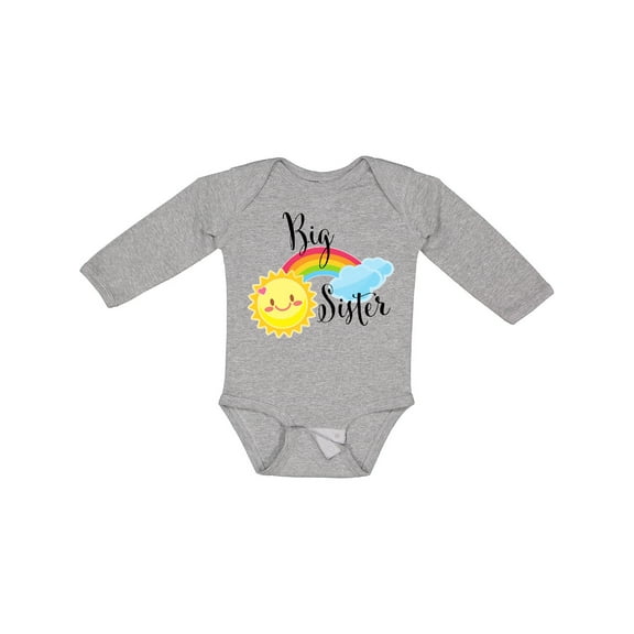Inktastic Big Sister- sun and rainbow Girls Long Sleeve Baby Bodysuit