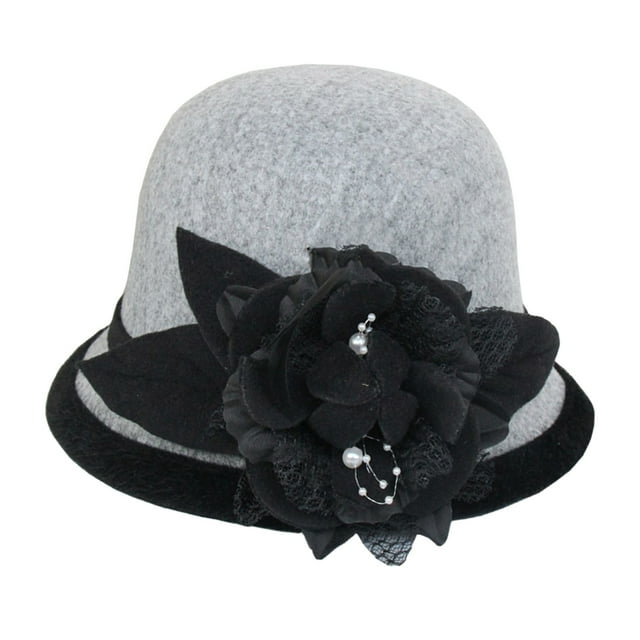 Chapeau Melon Petit pour Femme, Automne et Hiver, Fleurs, Rond, Décontracté, Style Bassin de Pêcheur