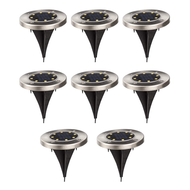 8 Uds luz solar de tierra, luz de disco solar LED iluminación de paisaje de jardín impermeable al aire libre Ormromra CPB-US-DYP149-3