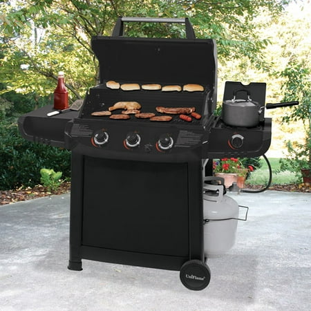 Uniflame 46 000 Btu 3 Burner Gas Grill With Side Burner Backyard Grill 3 Burner Gas Grill With Side Burner