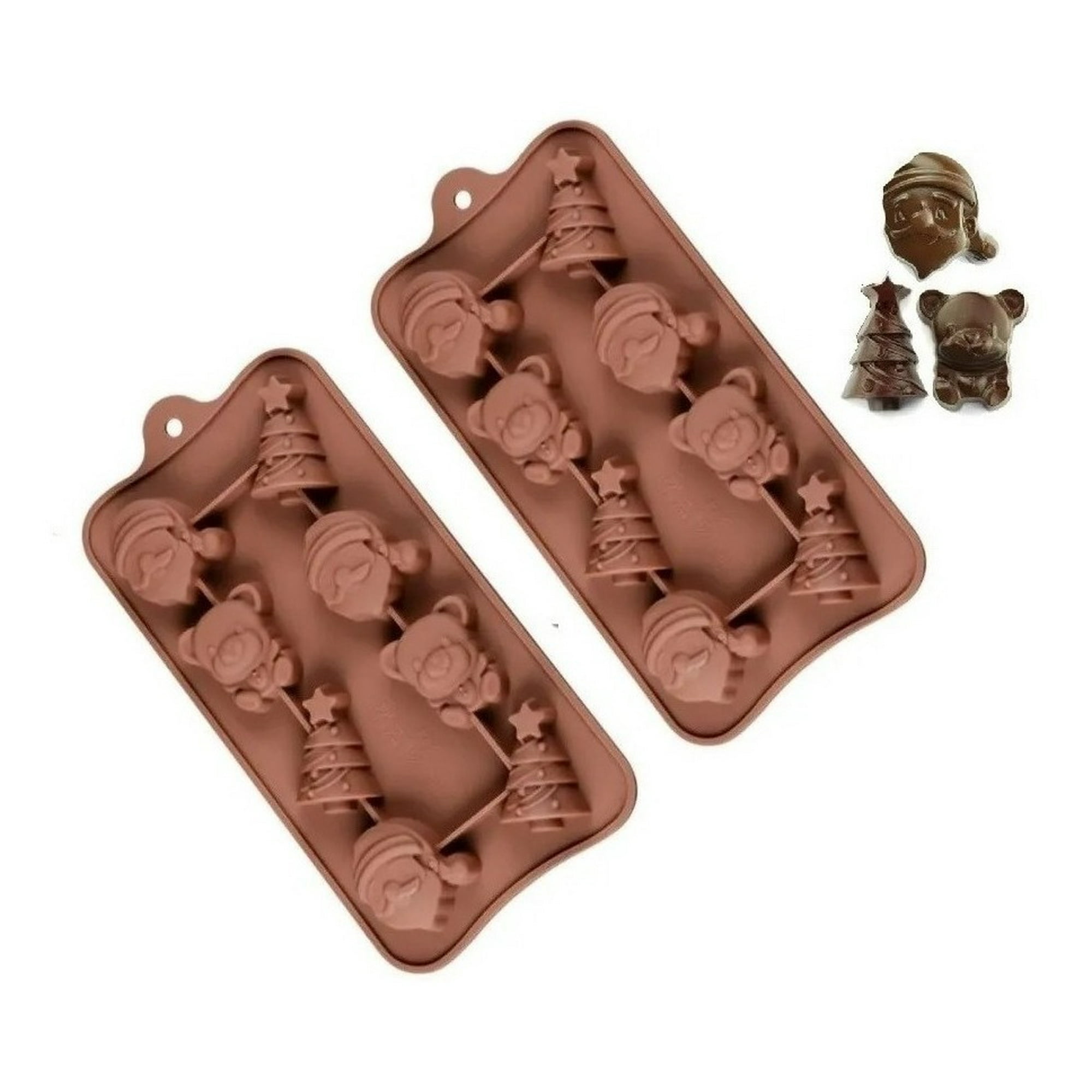Pack X2 Moldes De Chocolate Molde Chocolate Santa Oso Arbol